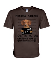 Dachshund - Personal stalker V-Neck T-Shirt tile