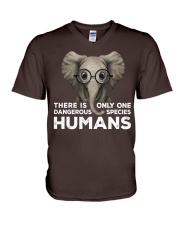 There is only one dangerous species V-Neck T-Shirt tile
