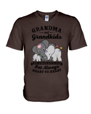 Grandma and grandkids V-Neck T-Shirt tile