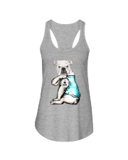 English Bulldog love mom Ladies Flowy Tank tile