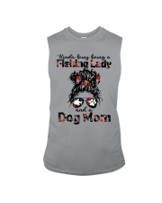 Kinda Busy Being A Fishing Lady And A Dog Mom Sleeveless Tee tile
