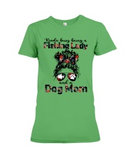 Kinda Busy Being A Fishing Lady And A Dog Mom Premium Fit Ladies Tee tile