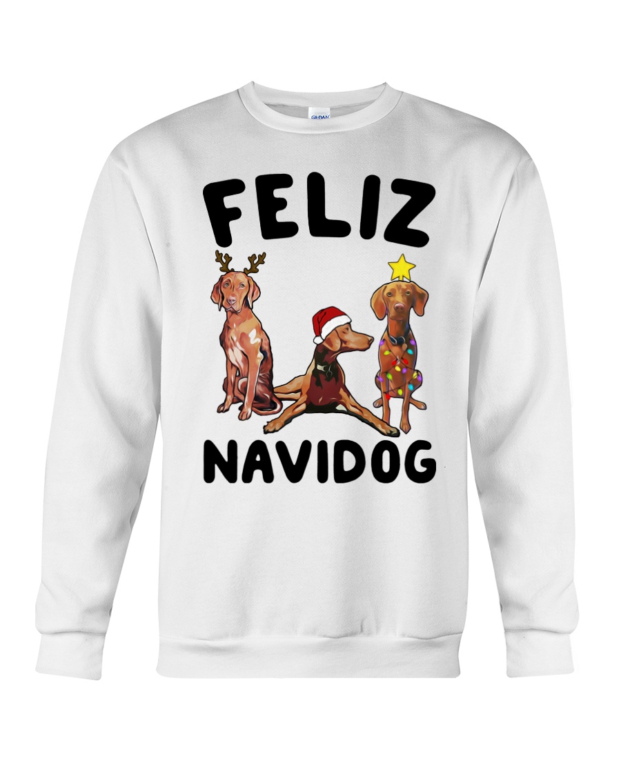 Feliz Navidog Vizsla Christmas Crewneck Sweatshirt