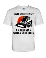 Never underestimate an old man with a skid V-Neck T-Shirt thumbnail