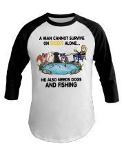 Man Beer Dogs Fishing shirt Baseball Tee thumbnail