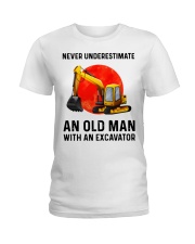 Never Underestimate an old man with an Excavator Ladies T-Shirt thumbnail