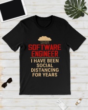 Software engineer I have been social distancing Classic T-Shirt lifestyle-mens-crewneck-front-17