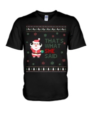 Santa Claus That's what she said Ugly Christmas V-Neck T-Shirt thumbnail