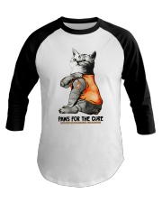 Cat tattoo Paws for the cure Multiple sclerosis Baseball Tee thumbnail