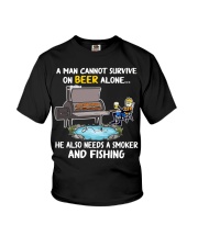 Man Beer Fishing Smoker shirt Youth T-Shirt thumbnail