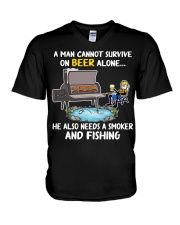 Man Beer Fishing Smoker shirt V-Neck T-Shirt thumbnail