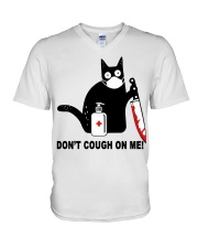 Black cat knife don't cough on me shirt V-Neck T-Shirt thumbnail