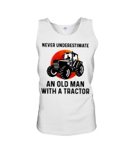 Never underestimate an old man with a Tractor Unisex Tank thumbnail