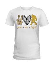 Peace love bigfoot shirt Ladies T-Shirt thumbnail