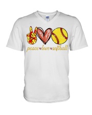 Peace love Softball shirt V-Neck T-Shirt thumbnail