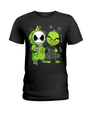 Jack Skellington and Grinch Christmas Ladies T-Shirt thumbnail
