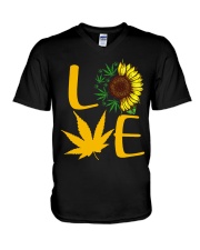 Love Sunflower Weed Cannabis shirt V-Neck T-Shirt thumbnail