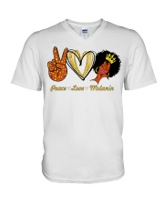 Peace love melanin shirt V-Neck T-Shirt thumbnail