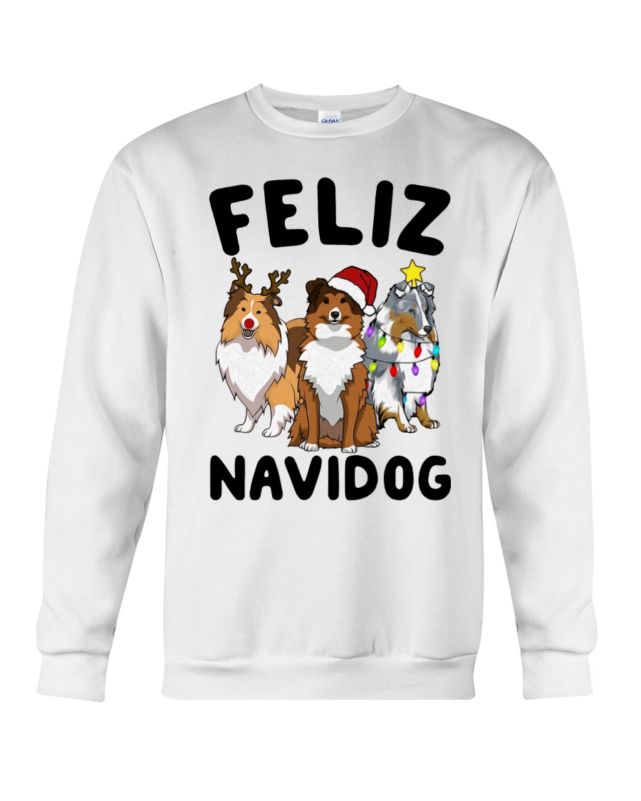 Feliz Navidog Shetland Sheepdogs Christmas Crewneck Sweatshirt