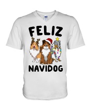 Feliz Navidog Shetland Sheepdogs Christmas V-Neck T-Shirt thumbnail