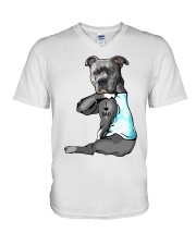Pitbull Tattoo I love Dad shirt V-Neck T-Shirt thumbnail
