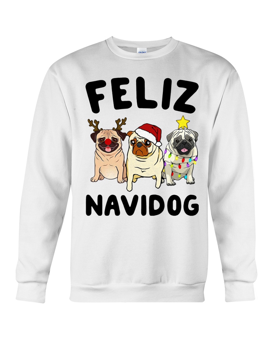 Feliz Navidad Pug Christmas Crewneck Sweatshirt
