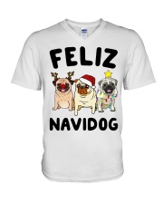 Feliz Navidad Pug Christmas V-Neck T-Shirt thumbnail
