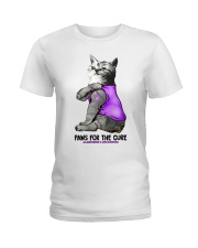 Cat Tattoo Paw for the cure alzheimer Awareness Ladies T-Shirt thumbnail