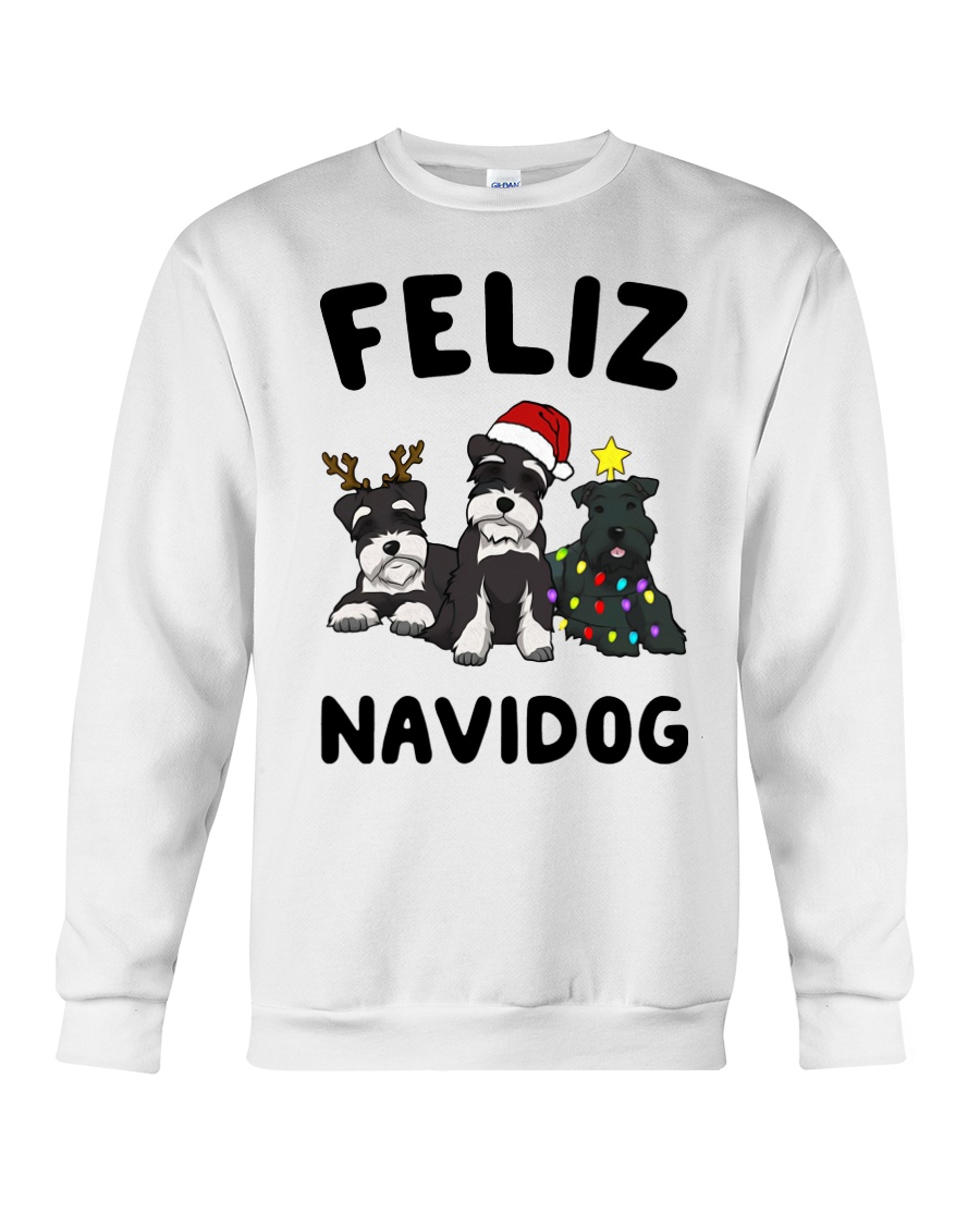 Feliz Navidog Miniature Schnauzer Christmas Crewneck Sweatshirt