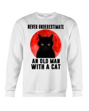 Never underestimate and old man with a cat shirt Crewneck Sweatshirt thumbnail
