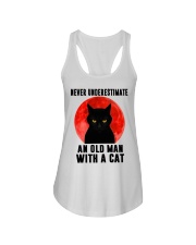 Never underestimate and old man with a cat shirt Ladies Flowy Tank thumbnail