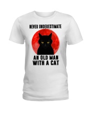 Never underestimate and old man with a cat shirt Ladies T-Shirt thumbnail