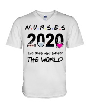 Nurses 2020 the ones who saved the world T-shirt V-Neck T-Shirt thumbnail