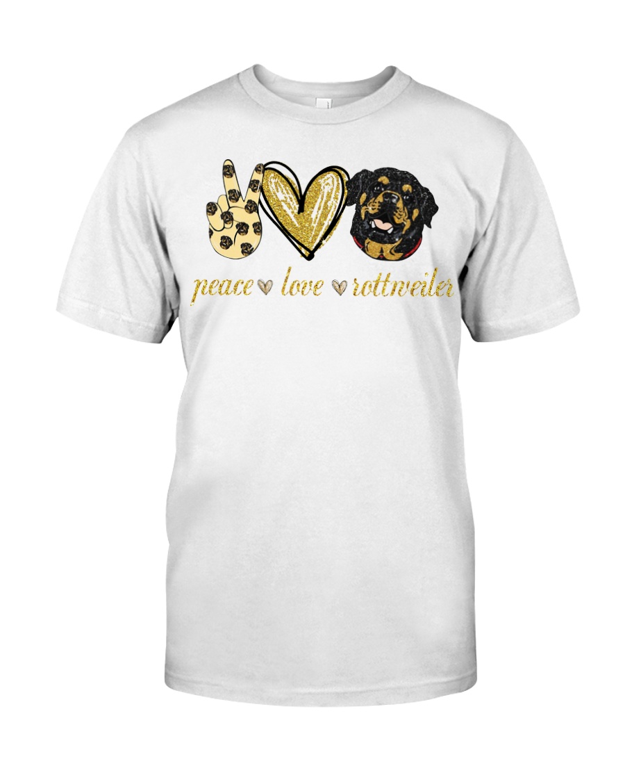 Peace love Rottweiler shirt Classic T-Shirt