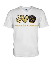 Peace love Rottweiler shirt V-Neck T-Shirt thumbnail