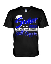 Senior 2020 delayed not denied still cappin blue V-Neck T-Shirt thumbnail