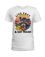 Raccoon Beer Pizza Live Fast And Eat Trash Ladies T-Shirt thumbnail