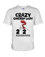 Crazy Chicken lady 2020 quarantined T-shirt V-Neck T-Shirt thumbnail