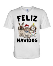 Feliz Navidog Shih Tzu Christmas shirt V-Neck T-Shirt thumbnail