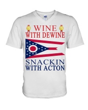Wine with Dewine snackin with acton T-shirt V-Neck T-Shirt thumbnail
