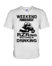 Weekend forecast RZRing with chance of Drinking V-Neck T-Shirt thumbnail