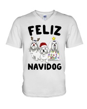 Feliz Navidog Maltese Christmas shirt V-Neck T-Shirt thumbnail