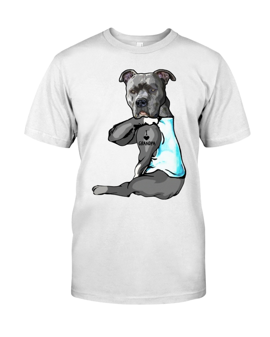 Pitbull tattoo I love Grandpa shirt Classic T-Shirt