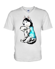 Husky Tattoo I love mom shirt V-Neck T-Shirt thumbnail