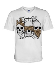 3 skull No Speak No Hear No see shirt V-Neck T-Shirt thumbnail