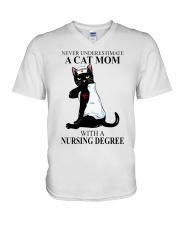A cat mom with a nursing degree T-shirt V-Neck T-Shirt thumbnail