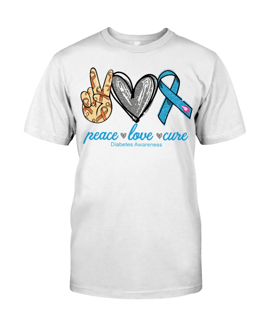 Peace Love Cure Diabetes Awareness shirt Classic T-Shirt