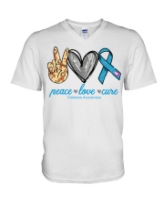 Peace Love Cure Diabetes Awareness shirt V-Neck T-Shirt thumbnail