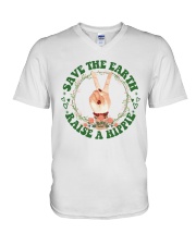 Floral Peace Sign V-Neck T-Shirt tile