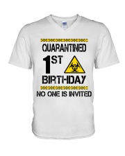 Quarantined 1st Birthday V-Neck T-Shirt tile